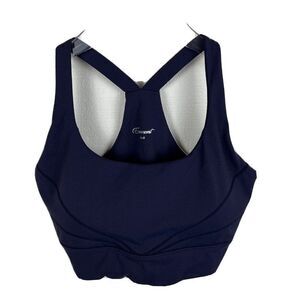 Enavant Sport Bra S Womens Blue White Print Cutout Activewear Stretch Pads